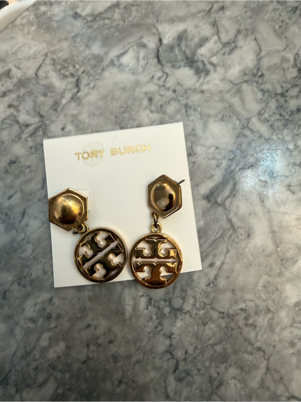 Tory Burch Gold Medallion Drop Earrings